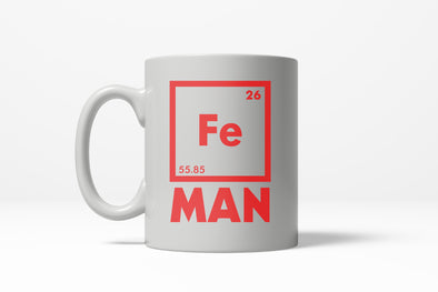 Chemical Element of Fe Man Funny Iron Science Ceramic Coffee Drinking Mug (White) - 11oz
