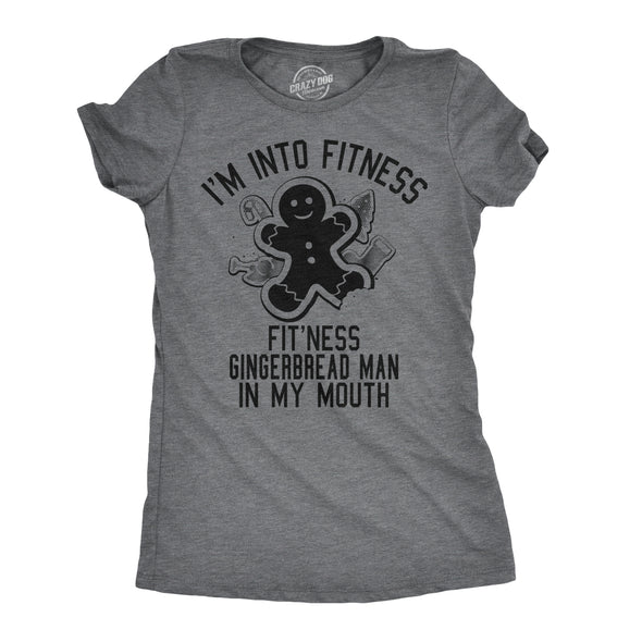 Womens Fitness Gingerbread In My Mouth T shirt Funny Christmas Xmas Gift for Her