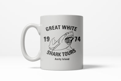 Great White Shark Tours Funny Vintage Retro Ceramic Coffee Drinking Mug  - 11oz