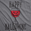 Happy Hallowine Funny Halloween Wine Glass Drinking Tshirt For Woman