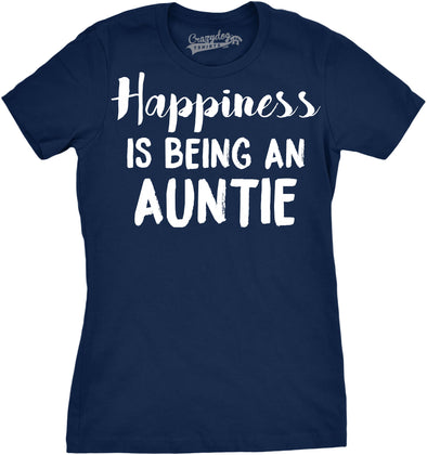 Womens Happiness Is Being an Auntie Funny Family Gift for Best Aunt T shirt Cool