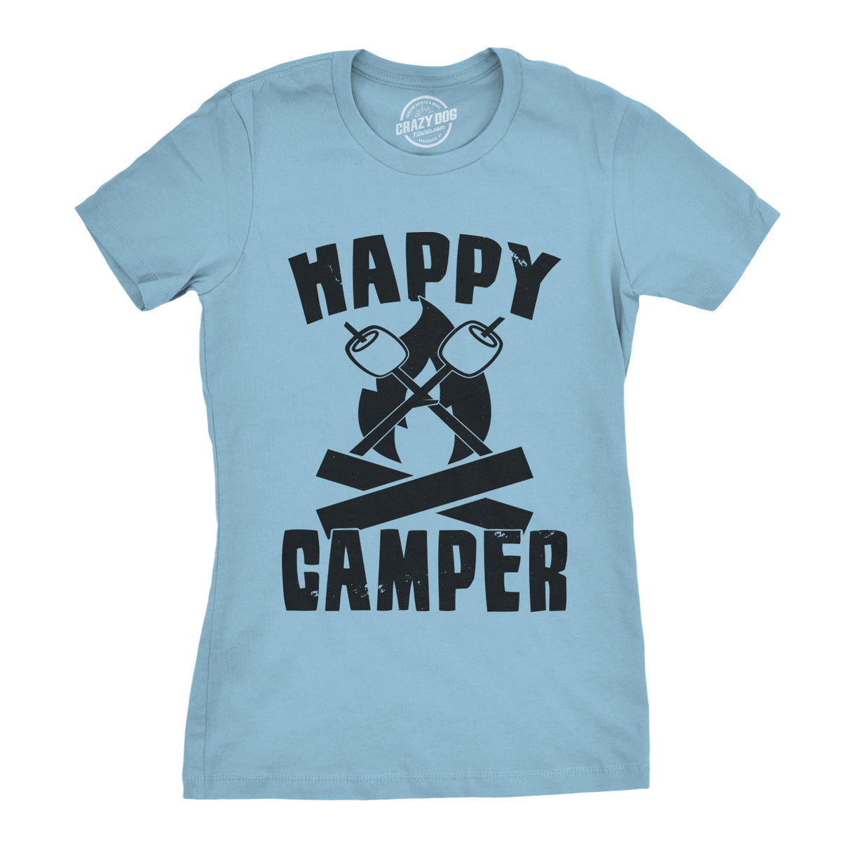 Womens Happy Camper Shirt Funny Camping Hiking Cool Vintage Graphic Tees Retro