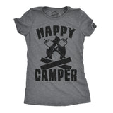 Womens Happy Camper Shirt Funny Camping Hiking Cool Vintage Graphic Tees Retro