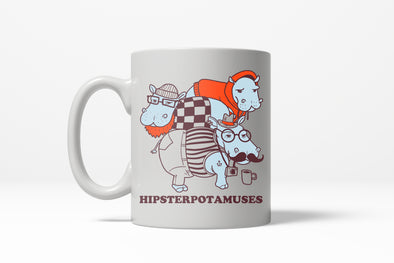 Hipsterpotamus Funny Hipster Hippos Ceramic Coffee Drinking Mug  - 11oz