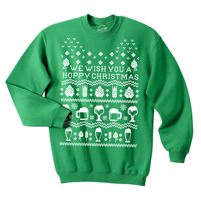 Unisex Hoppy Christmas Sweatshirt Beer Ugly Sweater Sarcastic Cool Party Gift