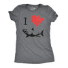 Womens I Love Sharks T Shirt Shark Bite Shirt Vintage Graphic Tee for Ladies
