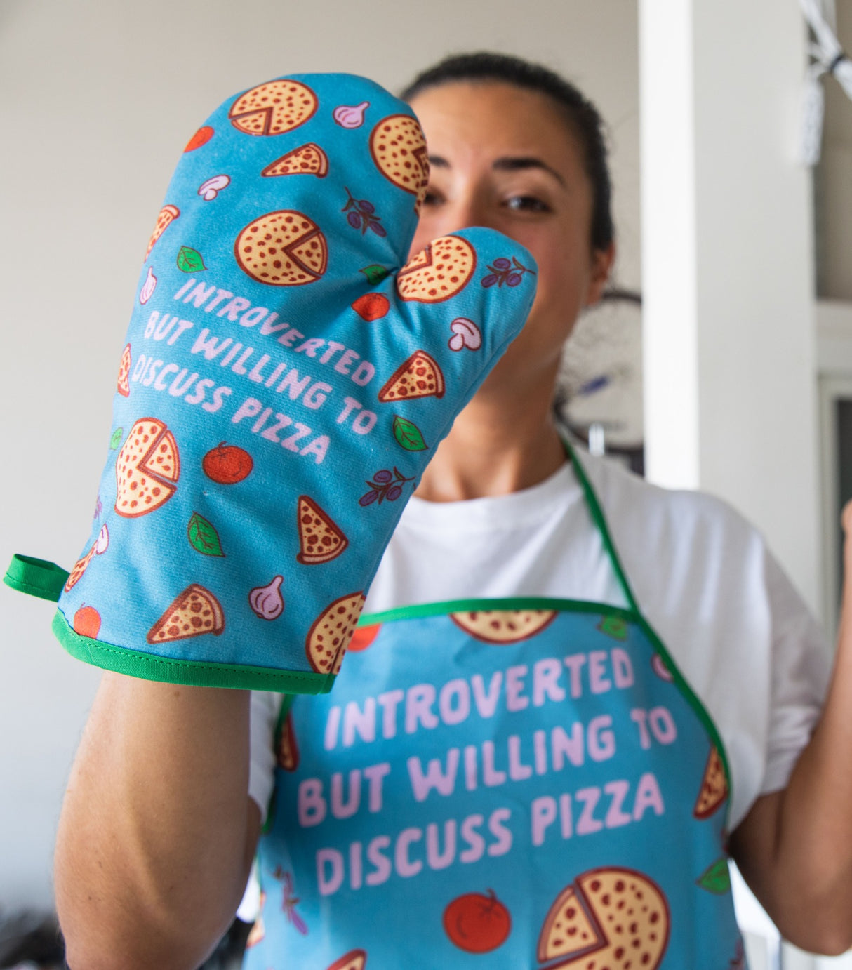 Introverted But Willing To Discuss Pizza Oven Mitt + Apron