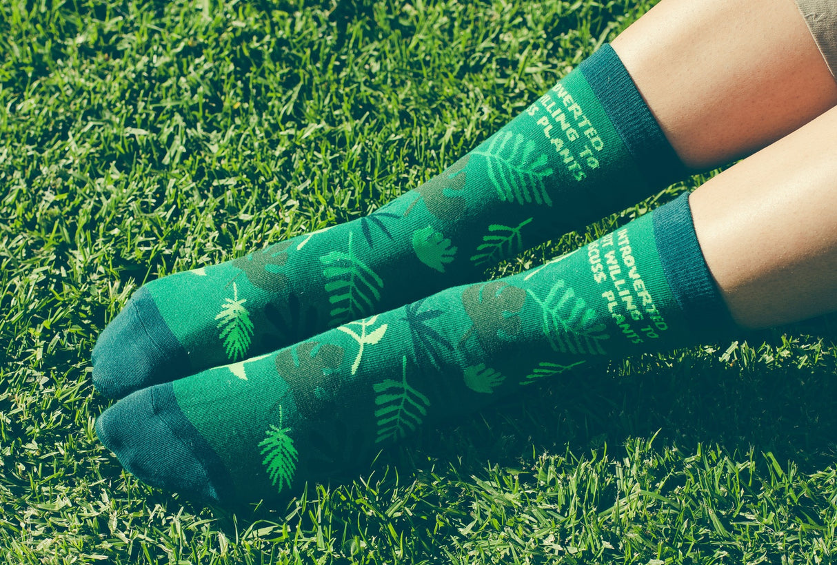 Women's Introverted But Willing To Discuss Plants Socks Funny Gardening House Plant Graphic Footwear