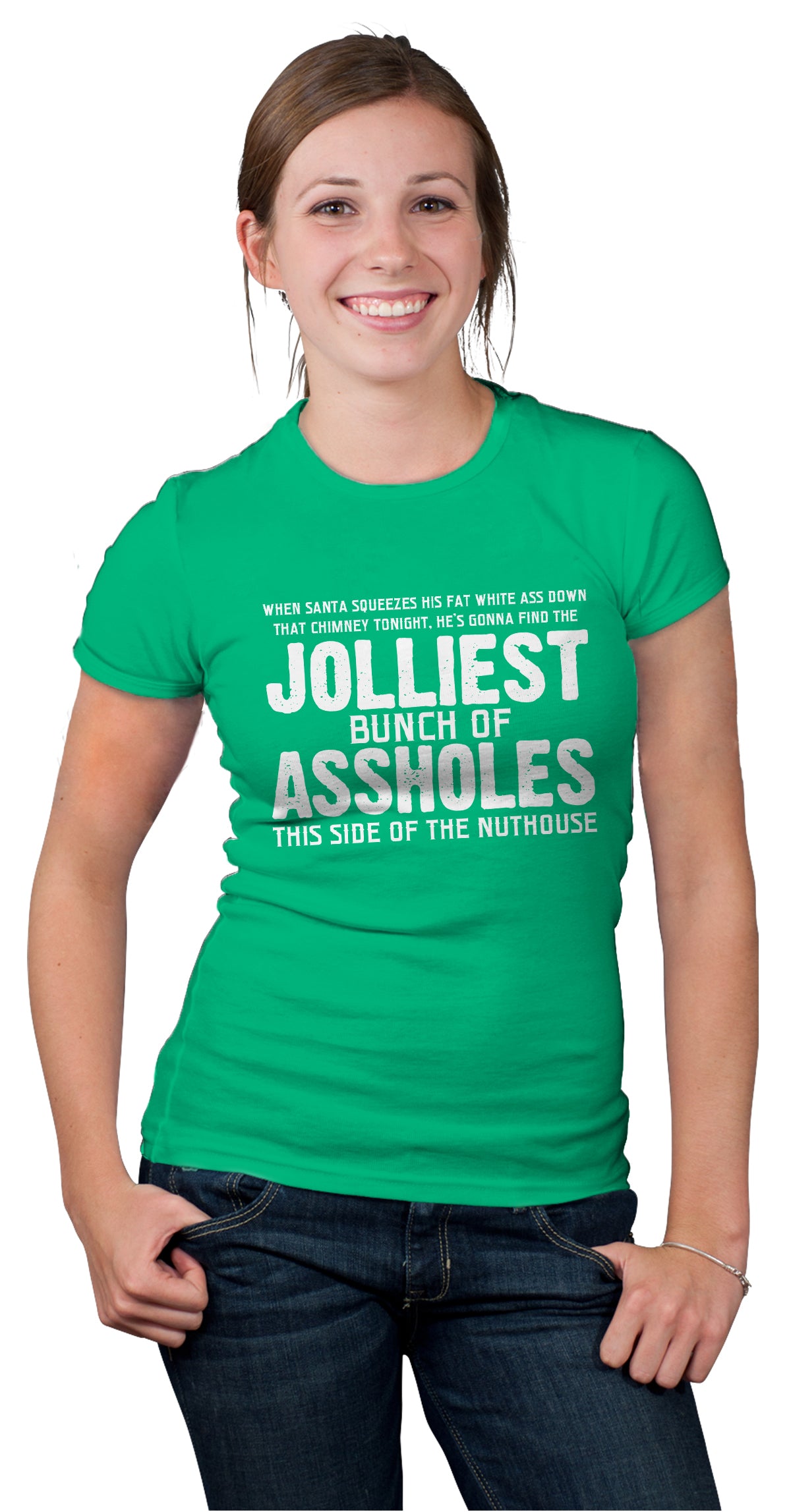 Womens Jolliest Bunch of A-Holes Tshirt Funny Christmas Sarcastic For Ladies