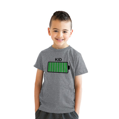 Youth Kid Battery Fully Charged Funny Crazy Kids Parenting T shirt