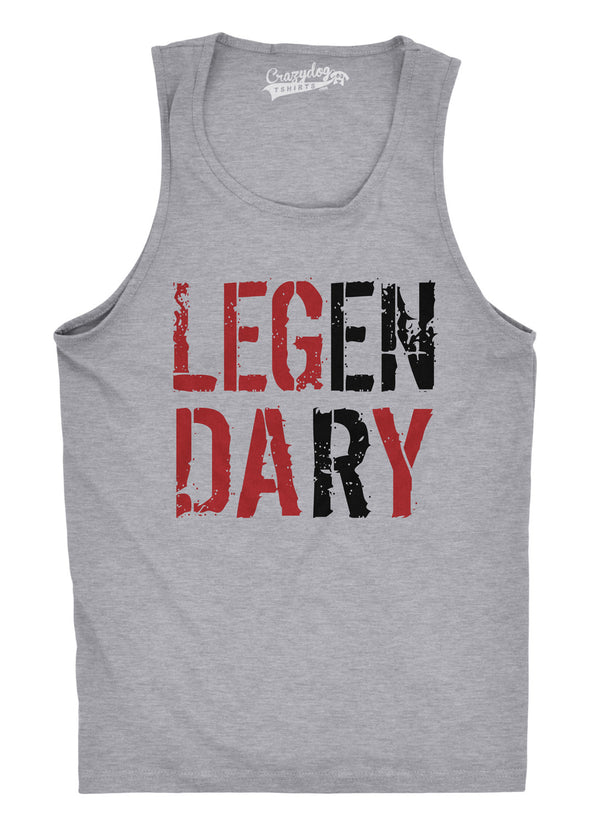 Mens Legendary Leg Day Tank Top Funny Lifting Workout Exercise Shirt