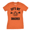 Womens Lets Get Smashed Funny T shirts Pumpkin Halloween Costume T shirt
