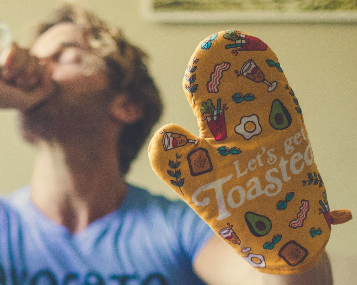 Let's Get Toasted Oven Mitt Funny Brunch Breakfast Bacon Avocado Toast Cute Kitchen Glove
