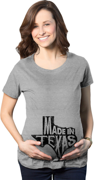 Maternity Made In Texas T-Shirt Funny Hometown Pregnancy Announcement Tee