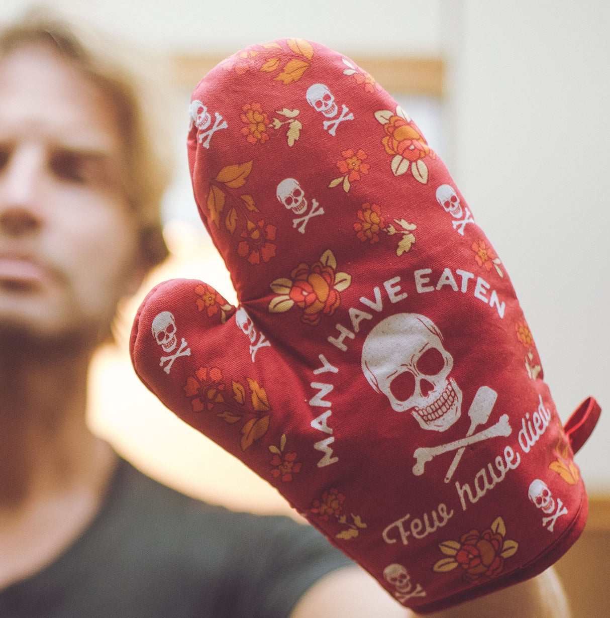 Many Have Eaten Few Have Died Oven Mitt Funny Sarcastic Cooking Kitchen Glove