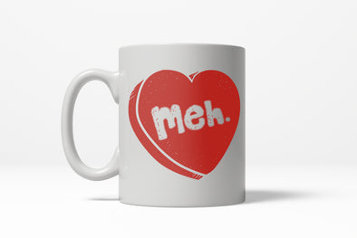 Meh Candy Heart Cute Funny Valentine's Day Ceramic Coffee Drinking Mug  - 11oz