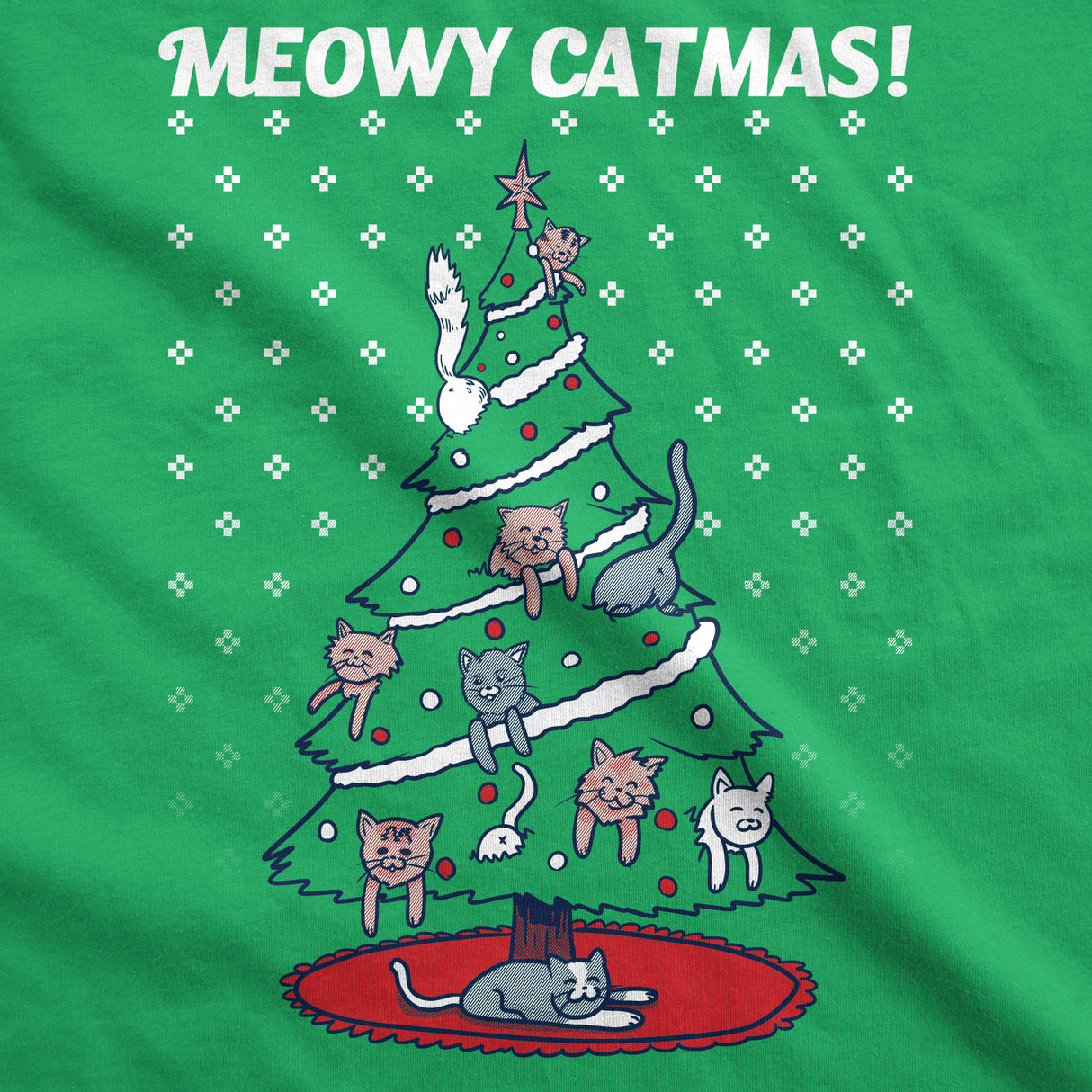 Meowy Christmas Cat Tree Ugly Christmas Sweater Men's Tshirt