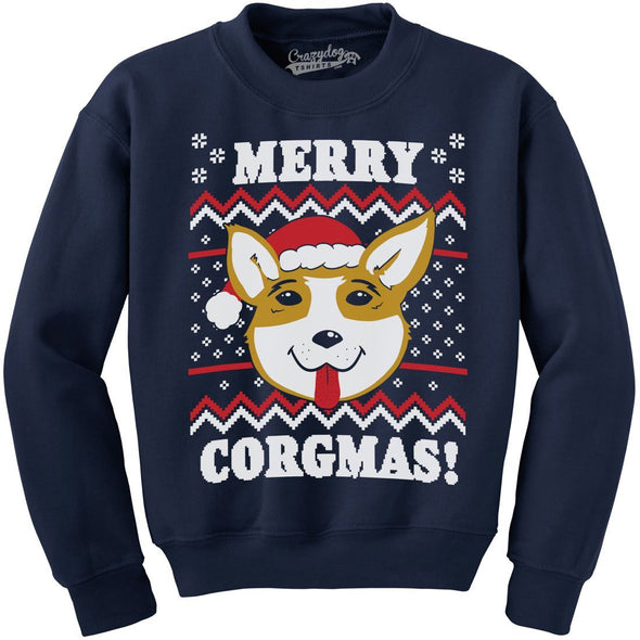Merry Corgmas Ugly Christmas Sweater Dog Dad Lover Hilarious Funny Sweatshirt