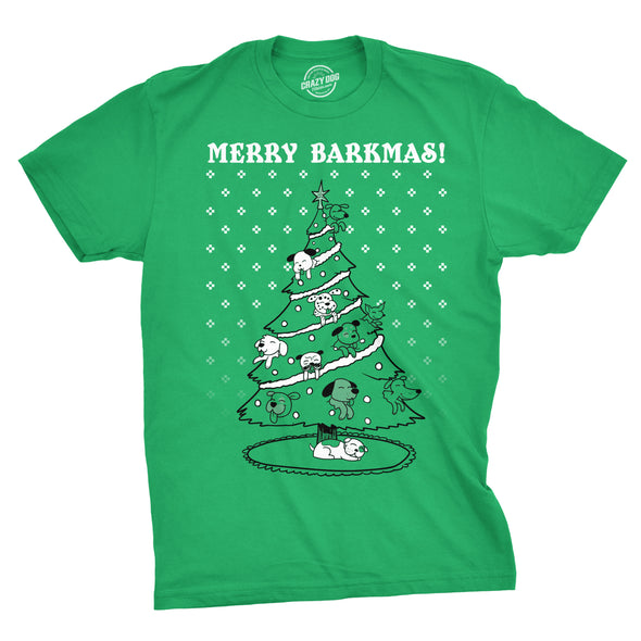 Merry Barkmas Dog Christmas Tree Men's Tshirt