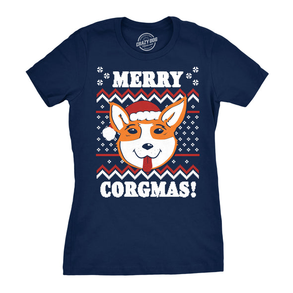 Womens Merry Corgmas Corgi Dog Mom Ugly Christmas Sweater Gift T shirt Funny