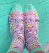 Women's Naps And Snacks Socks Funny Tacos Pizza Sleep Lazy Graphic Novelty Footwear