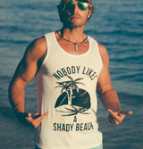 Mens Shady Beach Funny Cool Tees Sleeveless Gym Workout Novelty Fitness Tanktop