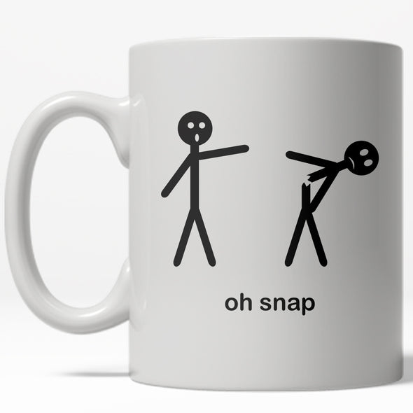 Oh Snap Mug Funny Broken Stick Figure Coffee Cup - 11oz