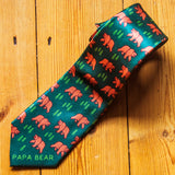 Papa Bear Necktie Funny Camping Hiking Father's Day Family Dad Tie