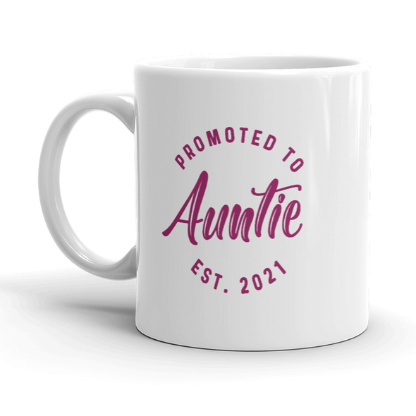 Promoted To Auntie 2021 Mug Funny New Baby Family Graphic Coffee Cup-11oz