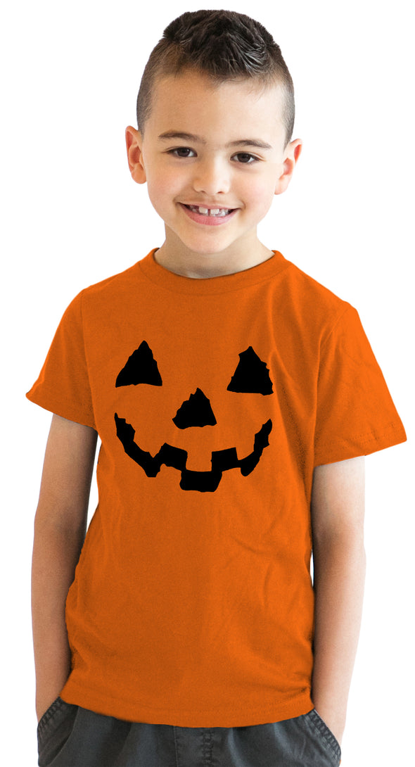 Youth Pumpkin Face T-Shirt Funny Halloween Shirt for Kids