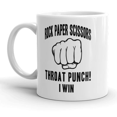 Rock Paper Scissors Throat Punch Mug Funny Coffee Cup - 11oz