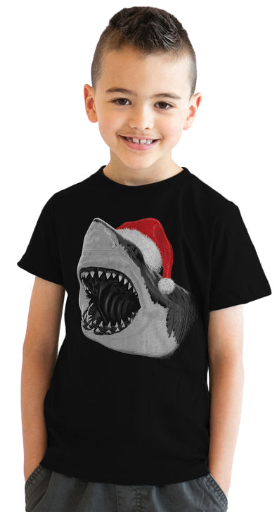 Youth Santa Jaws Funny Holiday Shark Christmas Cool Novelty T shirt for Kids