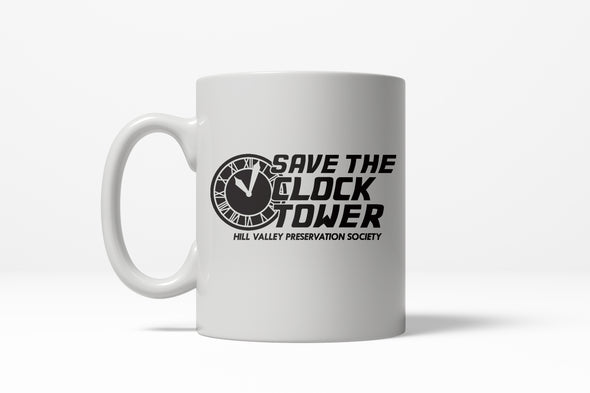 Save The Clocktower Funny Vintage Film Ceramic Coffee Drinking Mug  - 11oz