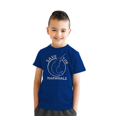 Youth Save The Narwhals Tshirt Funny Narwhal Unicorn Shirt For Kids