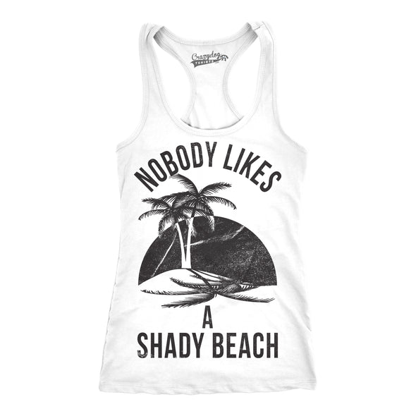 Womens Shady Beach Funny Tees Sleeveless Tops Gym Workout Lifting Novelty Fitness Tank