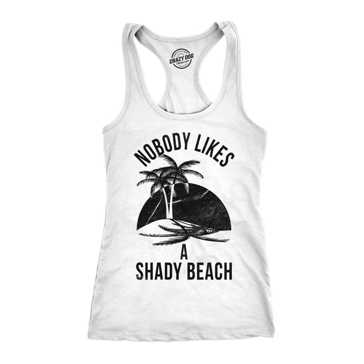 Womens Shady Beach Funny Tees Sleeveless Tops Gym Workout Lifting Novelty Fitness Tank