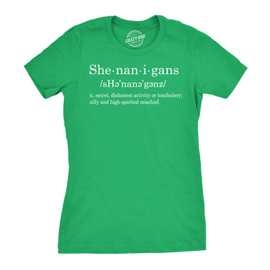 Womens Shenanigans Definition T Shirt Funny Saint Patricks Day St Patty Shamrock