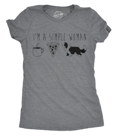 Womens Im A Simple Woman T shirt Coffee Pizza Dog Tee Funny Top for Ladies