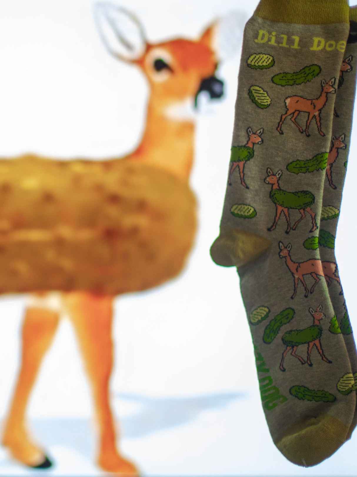 Men's Dill Doe Socks Funny Deer Hunting Sexual Innuendo Pickle Novelty Footwear