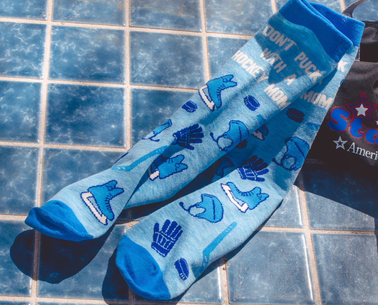 Women's Don't Puck With A Hockey Mom Socks Funny Parenting Adulting Sports Crazy Footwear