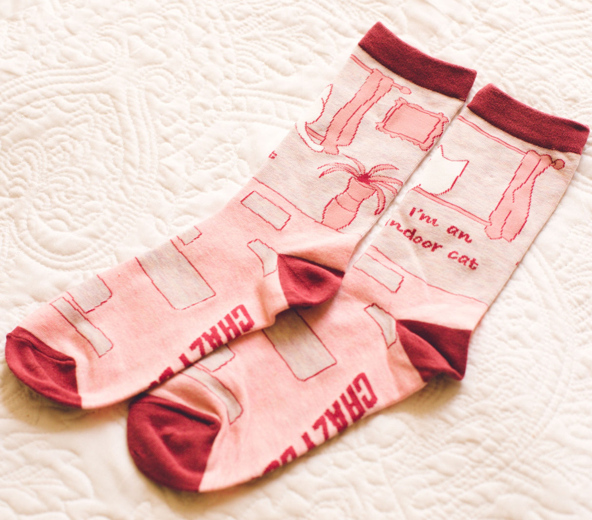 Women's I'm An Indoor Cat Socks Funny Pet Kitty Cat Introvert Novelty Graphic Footwear