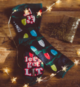Men's Let's Get Lit Socks Funny Christmas Lights Holiday Tree Novelty Footwear