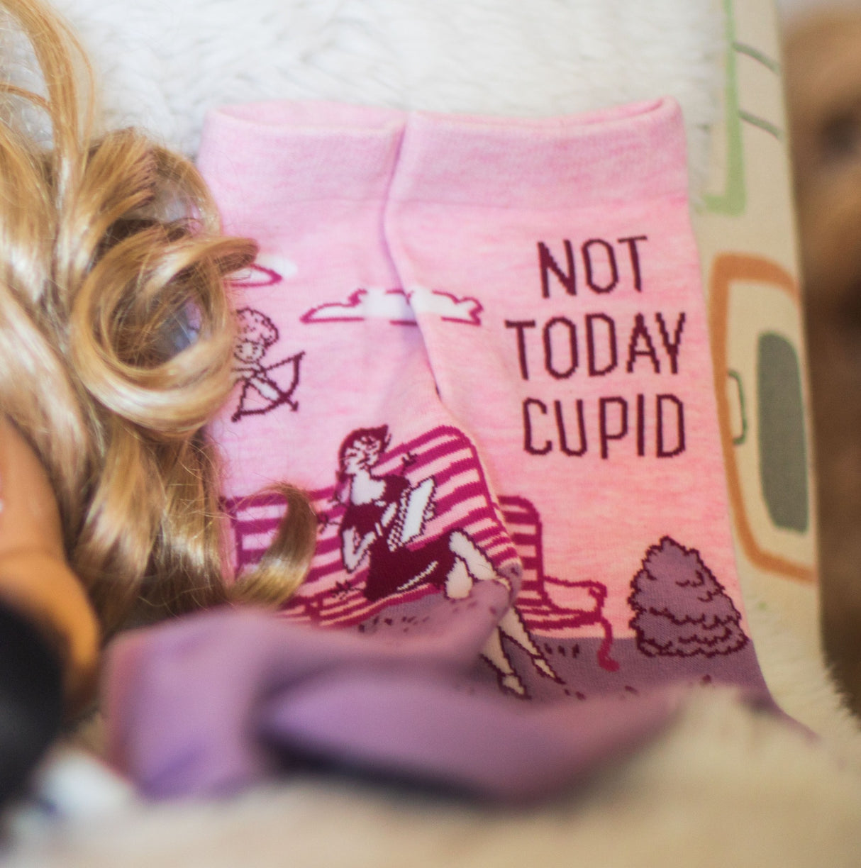 Women's Not Today Cupid Socks Funny Single Valentine's Day Novelty Footwear