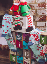 Women's Say Hello To My Little Friend Socks Funny Mushroom Gnome Novelty Fantasy Fairy Tale Footwear