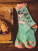 Women's Sweet As Pi Socks Funny Math Nerd 3.14 Novelty Dessert Kitchen Graphic Footwear