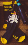 Men's Tacos And Cervezas Socks Funny Cinco De Mayo Cat Gato Novelty Footwear