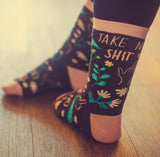 Women's Take No Shit Give No Fucks Socks Funny Badass Empowerment Novelty Graphic Footwear