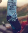 Women's The Mountains Are Calling And I Must Go Socks Funny Outdoor Camping Adventure Hiking Footwear