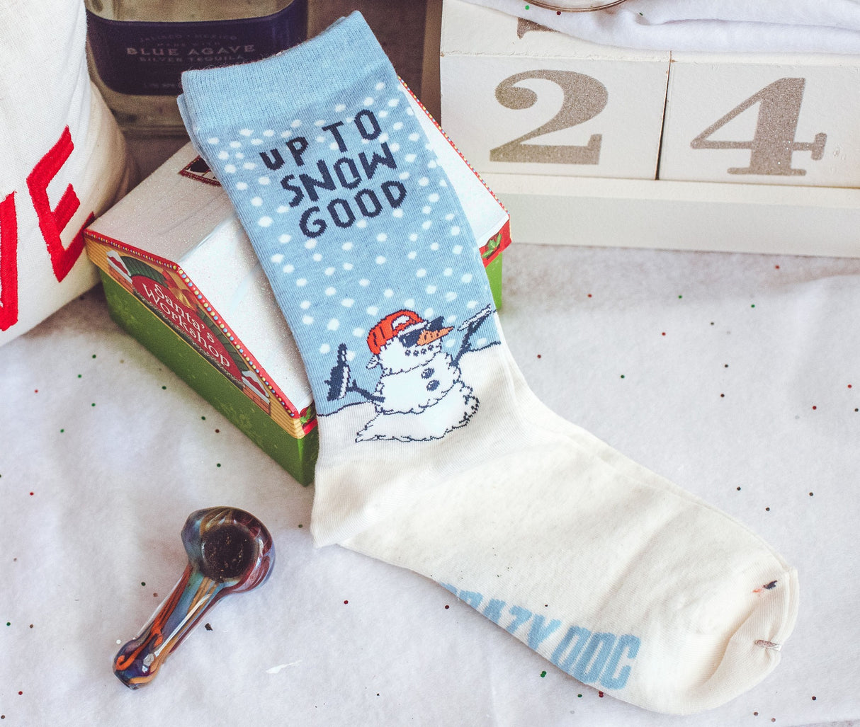 Men's Up To Snow Good Socks Funny Christmas Winter Weather Snowman Novelty Footwear
