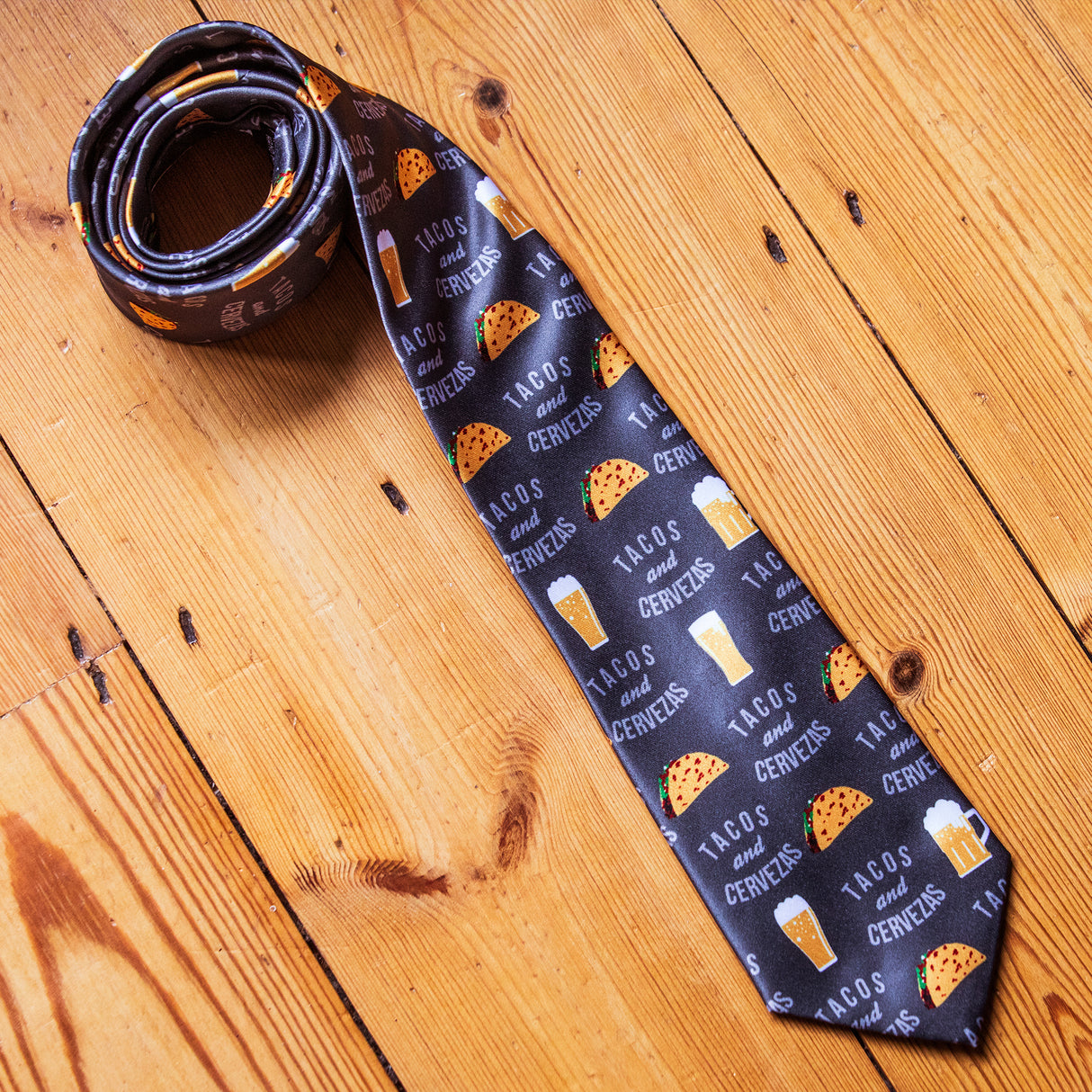 Tacos And Cervezas Necktie Funny Neckties for Men Beer Tie Mens Novelty Neckties